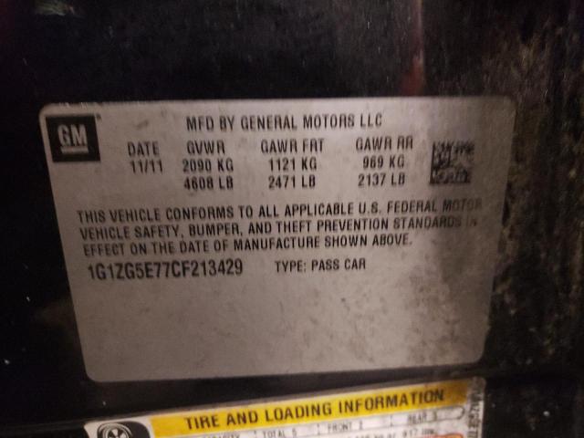 1G1ZG5E77CF213429 - 2012 CHEVROLET MALIBU LTZ შავი ფოტო 12