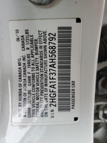 2HGFA1F37AH568792 - 2010 HONDA CIVIC VP WHITE photo 13