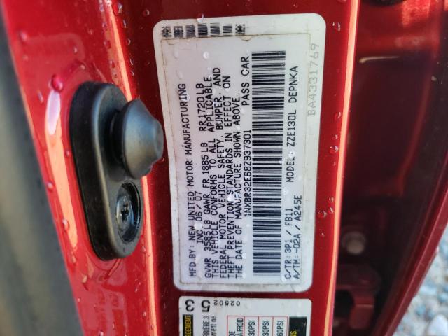 1NXBR32E68Z937301 - 2008 TOYOTA COROLLA CE RED photo 12