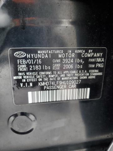 KMHD74LF9HU109027 - 2017 HYUNDAI ELANTRA SE BLACK photo 12