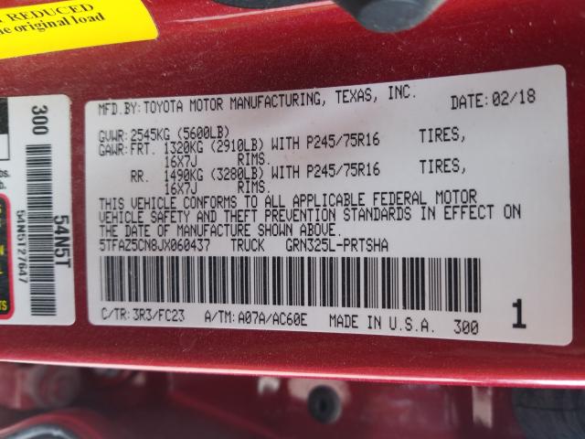 5TFAZ5CN8JX060437 - 2018 TOYOTA TACOMA DOUBLE CAB  照片 10