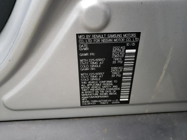 KNMAT2MV8GP615863 - 2016 NISSAN ROGUE S SILVER photo 13