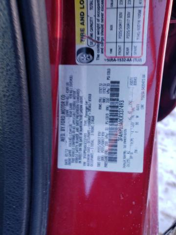 3FAHP0JA0CR337493 - 2012 FORD FUSION SEL RED photo 12