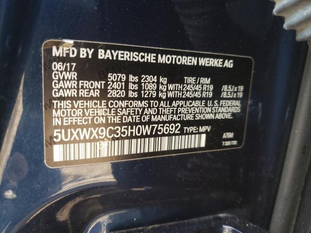 5UXWX9C35H0W75692 - 2017 BMW X3 XDRIVE28I BLUE photo 14