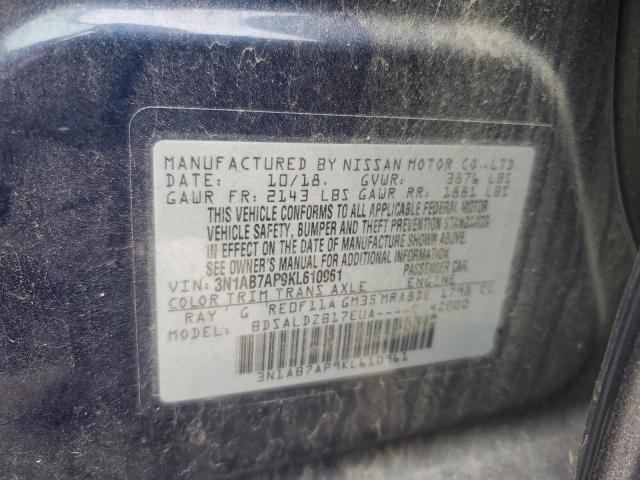 3N1AB7AP9KL610961 - 2019 NISSAN SENTRA S BLUE photo 12