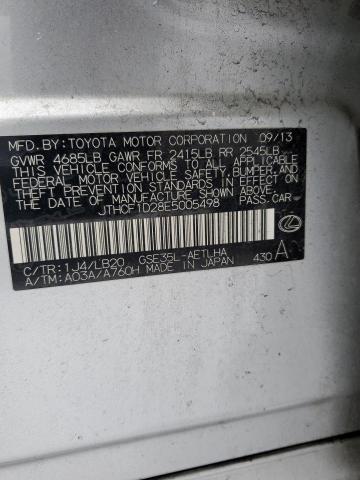 JTHCF1D28E5005498 - 2014 LEXUS IS 250 SILVER photo 12