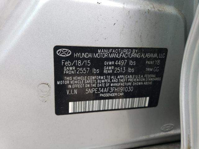 5NPE34AF3FH191030 - 2015 HYUNDAI SONATA SPORT SILVER photo 12