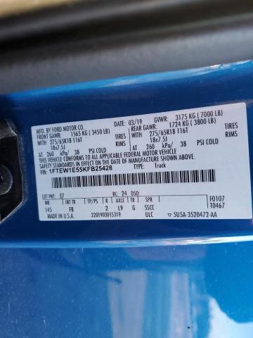 1FTEW1E55KFB25428 - 2019 FORD F150 SUPERCREW BLUE photo 13