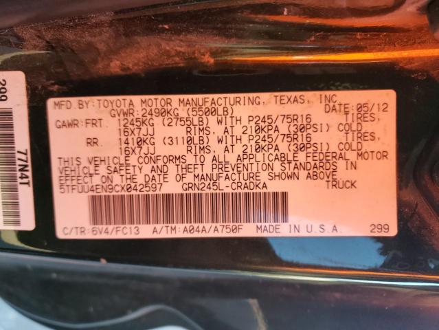 5TFUU4EN9CX042597 - 2012 TOYOTA TACOMA GREEN photo 12