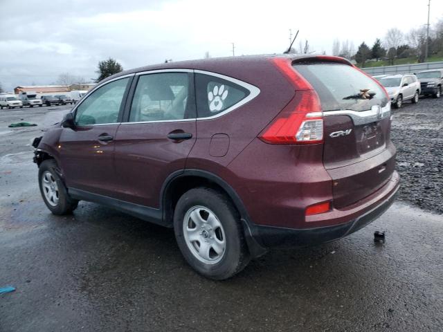 2HKRM4H39FH689906 - 2015 HONDA CR-V LX BURGUNDY photo 2