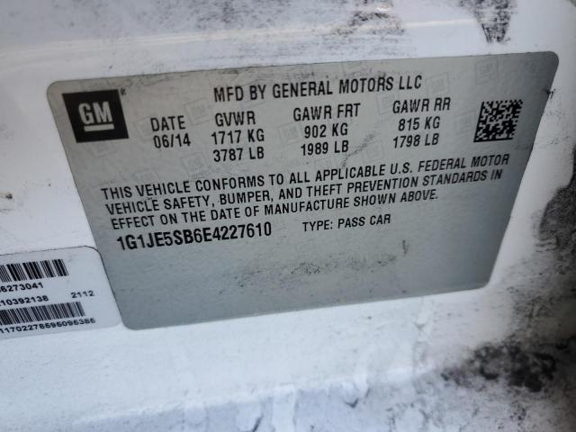 1G1JE5SB6E4227610 - 2014 CHEVROLET SONIC LTZ WHITE photo 12