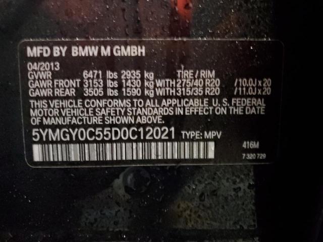 5YMGY0C55D0C12021 - 2013 BMW X5 M BLACK photo 12