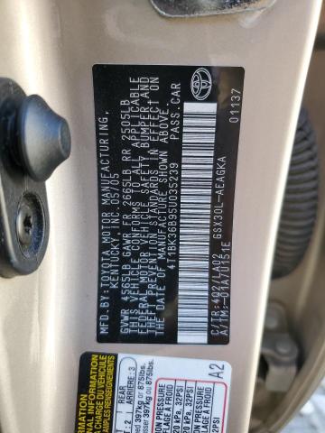 4T1BK36B95U035239 - 2005 TOYOTA AVALON XL TAN photo 12