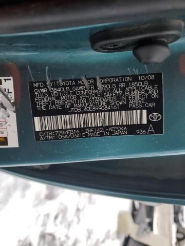 JTDBL40E899084161 - 2009 TOYOTA COROLLA BASE GREEN photo 12