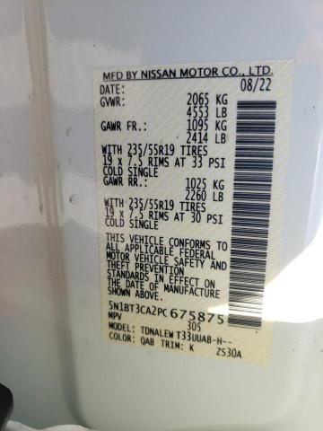 5N1BT3CA2PC675875 - 2023 NISSAN ROGUE SL WHITE photo 14