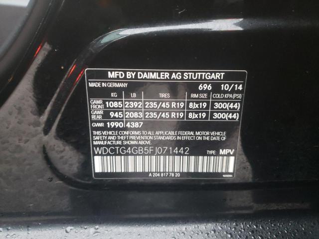 WDCTG4GB5FJ071442 - 2015 MERCEDES-BENZ GLA 250 4MATIC BLACK photo 13