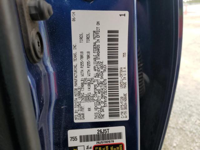 5TFRY5F15EX169278 - 2014 TOYOTA TUNDRA DOUBLE CAB SR/SR5 BLUE photo 12