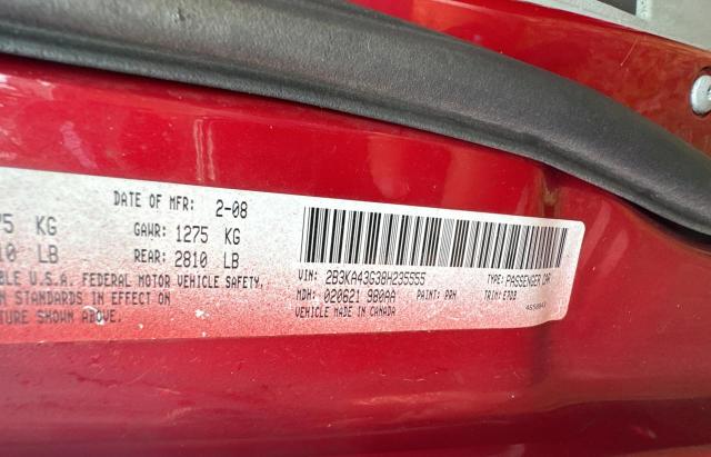 2B3KA43G38H235555 - 2008 DODGE CHARGER RED photo 10