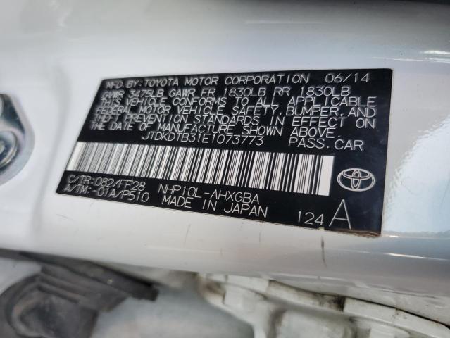 JTDKDTB31E1073773 - 2014 TOYOTA PRIUS C WHITE photo 13