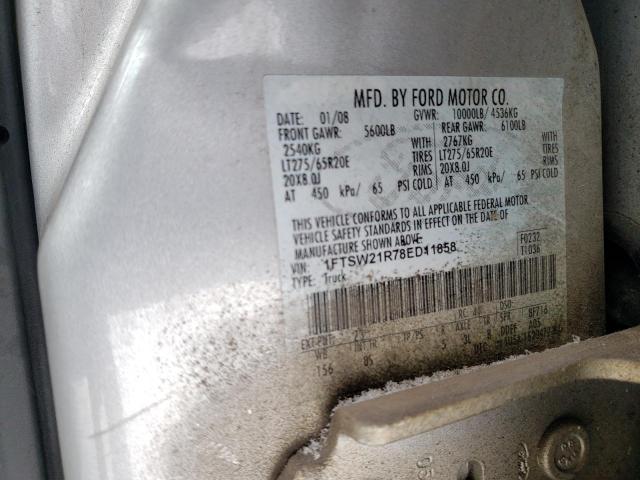 1FTSW21R78ED11858 - 2008 FORD F250 SUPER DUTY SILVER photo 12