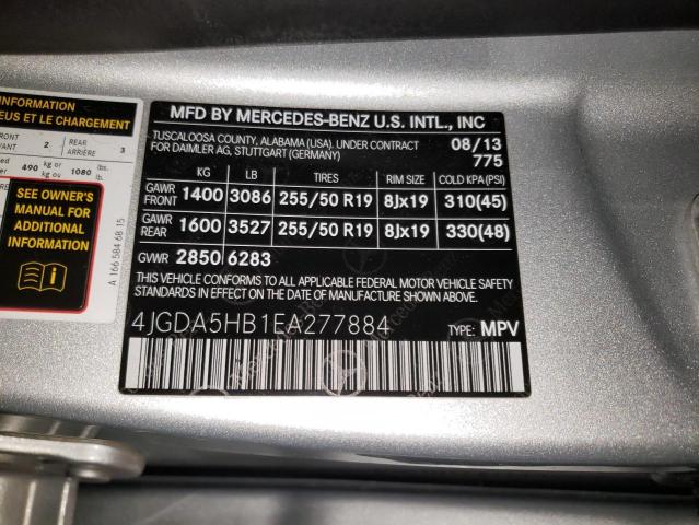 4JGDA5HB1EA277884 - 2014 MERCEDES-BENZ ML 350 4MATIC SILVER photo 12