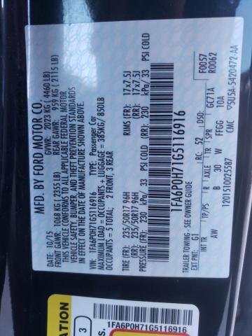 1FA6P0H71G5116916 - 2016 FORD FUSION SE BLACK photo 12