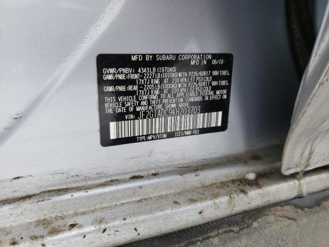 JF2GTADC9KH203703 - 2019 SUBARU CROSSTREK PREMIUM 银色 照片 12