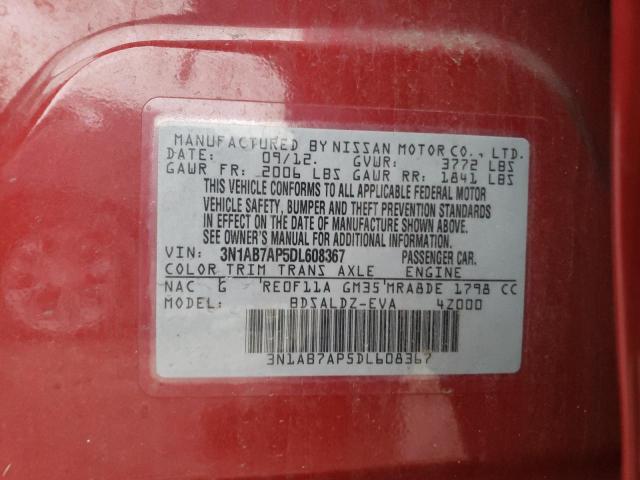 3N1AB7AP5DL608367 - 2013 NISSAN SENTRA S RED photo 12