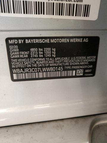 WBAJR3C07LWW80145 - 2020 BMW 530 I SILVER photo 12