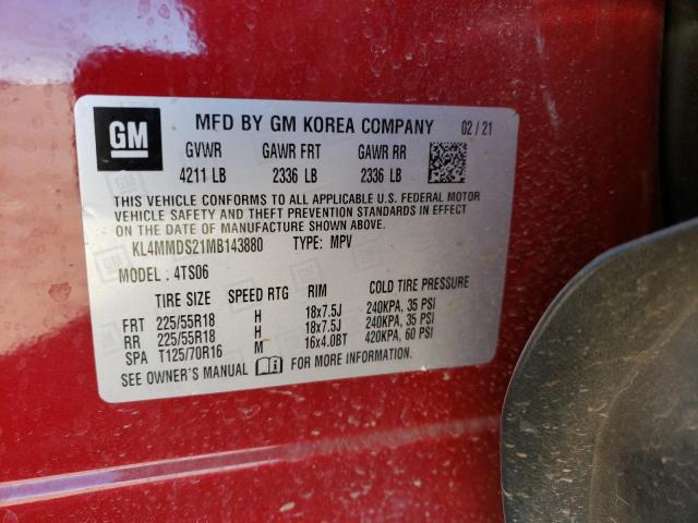KL4MMDS21MB143880 - 2021 BUICK ENCORE GX SELECT RED photo 13