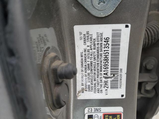 2HGFA16958H513546 - 2008 HONDA CIVIC EXL GRAY photo 12