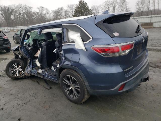 5TDKKRFH3GS129961 - 2016 TOYOTA HIGHLANDER XLE BLUE photo 2