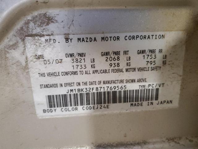 JM1BK32F871769565 - 2007 MAZDA 3 I BEIGE photo 12