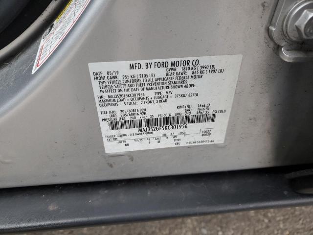 MAJ3S2GE5KC301956 - 2019 FORD ECOSPORT SE SILVER photo 13