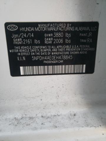 5NPDH4AE0EH478845 - 2014 HYUNDAI ELANTRA SE WHITE photo 12