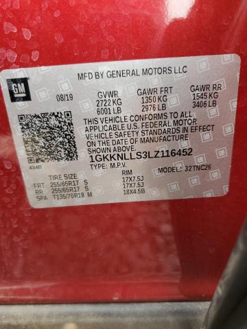 1GKKNLLS3LZ116452 - 2020 GMC ACADIA AT4 RED photo 13