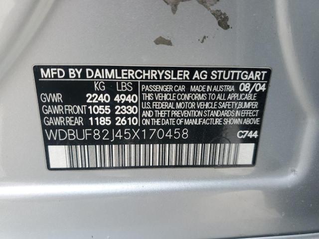 WDBUF82J45X170458 - 2005 MERCEDES-BENZ E 320 4MATIC SILVER photo 12