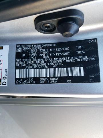 JTEBU5JR3J5587138 - 2018 TOYOTA 4RUNNER SR5/SR5 PREMIUM 银色 照片 13