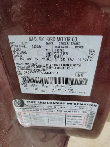 1FTFW1EV4AKB37063 - 2010 FORD F150 SUPERCREW MAROON photo 13