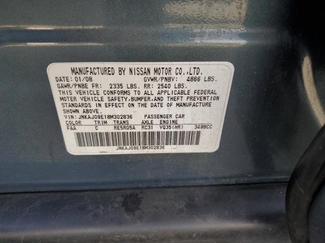 JNKAJ09E18M302836 - 2008 INFINITI EX35 BASE Մոխրագույն լուսանկար 12