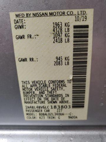 1N4BL4BV6LC183803 - 2020 NISSAN ALTIMA S SILVER photo 12