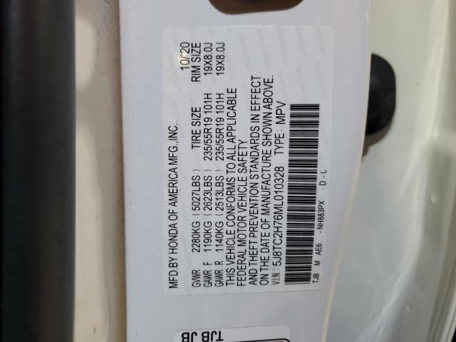5J8TC2H76ML010328 - 2021 ACURA RDX ADVANCE WHITE photo 14