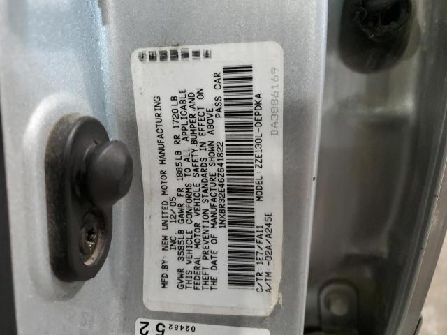 1NXBR32E46Z641822 - 2006 TOYOTA COROLLA CE SILVER photo 12