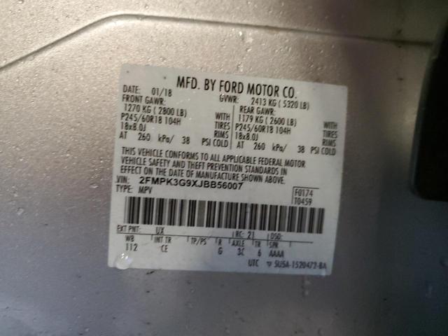 2FMPK3G9XJBB56007 - 2018 FORD EDGE SE SILVER photo 13