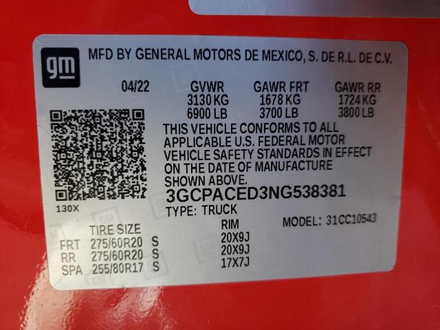 3GCPACED3NG538381 - 2022 CHEVROLET SILVERADO C1500 LT RED photo 13