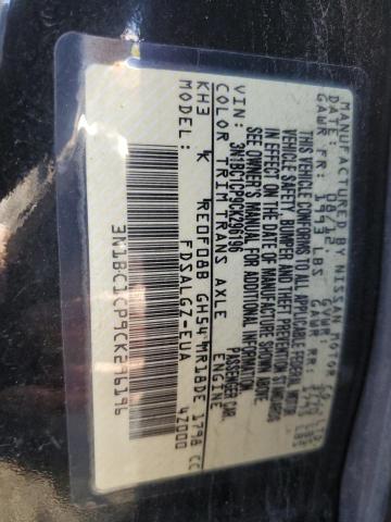 3N1BC1CP9CK296196 - 2012 NISSAN VERSA S BLACK photo 12