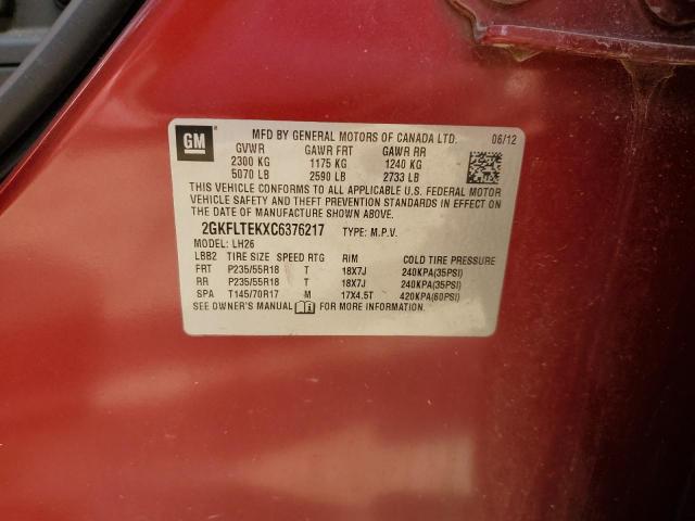 2GKFLTEKXC6376217 - 2012 GMC TERRAIN SLE RED photo 13