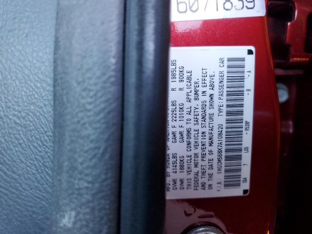 1HGCM568X7A108420 - 2007 HONDA ACCORD EX RED photo 13