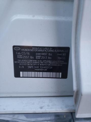 5NPE34AF3GH400154 - 2016 HYUNDAI SONATA SPORT WHITE photo 12