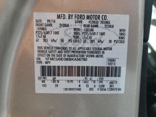 1FMCU0EG8BKA56780 - 2011 FORD ESCAPE LIMITED TAN photo 13